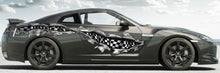 Load image into Gallery viewer, Ripped Metal Checkered Car Sticker, Racing Flag Car Decal, 3D Checkered Flag Car Wrap, Checkered Flag Racing Stripes Vinyl Graphics