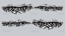 Load image into Gallery viewer, Ripped Metal Checkered Car Sticker, Racing Flag Car Decal, 3D Checkered Flag Car Wrap, Checkered Flag Racing Stripes Vinyl Graphics