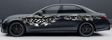 Load image into Gallery viewer, Ripped Metal Checkered Car Sticker, Racing Flag Car Decal, 3D Checkered Flag Car Wrap, Checkered Flag Racing Stripes Vinyl Graphics