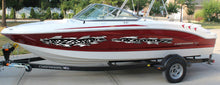 Load image into Gallery viewer, Checkered Flag Ripped Metal Boat Graphics, Racing Flag Boat Decal, Ripped Metal Checkered Flag Boat Sticker, Racing flag Boat Vinyl Wrap