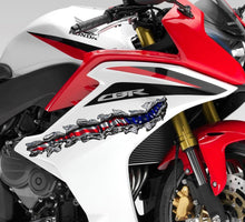 Load image into Gallery viewer, Ripped Metal USA Flag Bike Vinyl Graphics, USA Flag Motorcycle Vinyl Decal, American Flag Bike Decal, USA Flag Crotch Rocket Sticker
