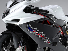 Load image into Gallery viewer, US Flag crotch rocket vinyl graphic, Ripped Metal full color bike design, 3D American flag bike vinyl decal, USA Flag Crotch Rocket Graphics