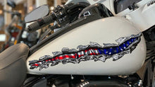 Load image into Gallery viewer, US Flag crotch rocket vinyl graphic, Ripped Metal full color bike design, 3D American flag bike vinyl decal, USA Flag Crotch Rocket Graphics