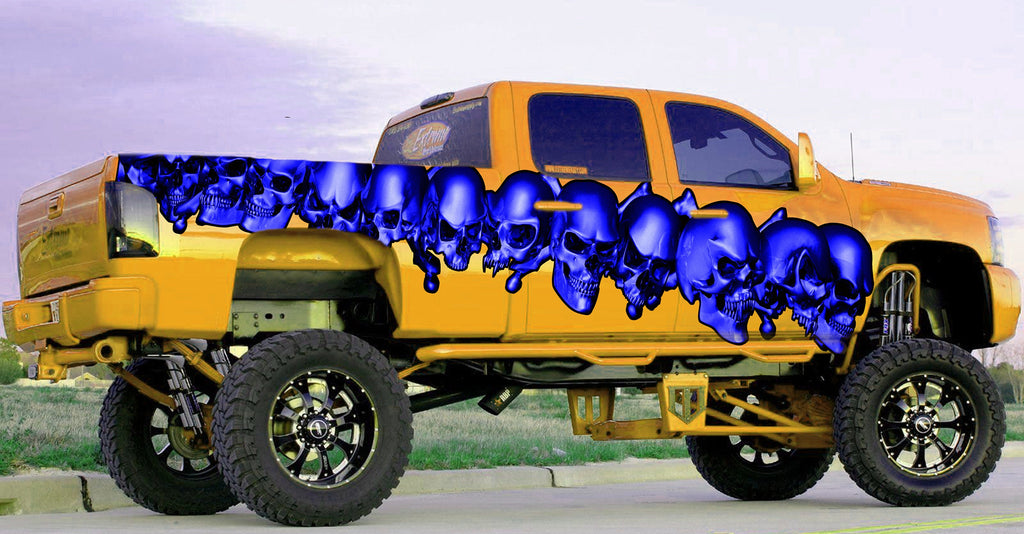Skulls Truck Side Full Color Vinyl Sticker, Skulls Truck Vinyl Side Graphics, Skulls Truck Graphics, Skulls Truck Wrap, Skulls Car Decal