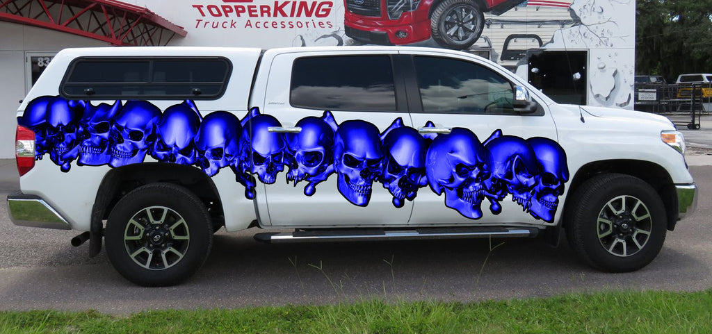 Skulls Truck Side Full Color Vinyl Sticker, Skulls Truck Vinyl Side Graphics, Skulls Truck Graphics, Skulls Truck Wrap, Skulls Car Decal