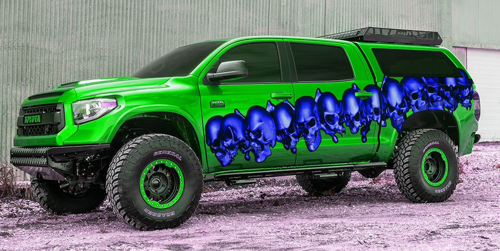 Skulls Truck Side Full Color Vinyl Sticker, Skulls Truck Vinyl Side Graphics, Skulls Truck Graphics, Skulls Truck Wrap, Skulls Car Decal