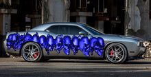 Load image into Gallery viewer, 3D Skulls Car Graphics, 3D Skulls Racing Stripes Vinyl Sticker, 3D Skulls Car Sticker, Skulls Tribal Car Wrap, Skulls Car Decal