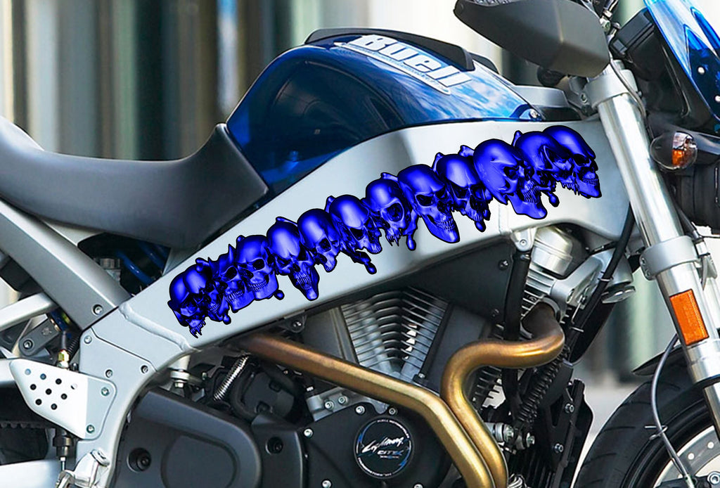 Skull Sticker Full Color Bike Chopper Graphics, Skulls Street Racing Graphics, Skulls Crotch Rocket Decal, Skull Motorcycle Vinyl Decal