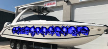 Load image into Gallery viewer, 3D Skulls Yacht Vinyl Wrap, 3D Pirate Skulls Boat Decals, Pirate Skull Watercraft Vinyl Graphics, Tribal Yacht Vinyl, Skulls Boat Decals