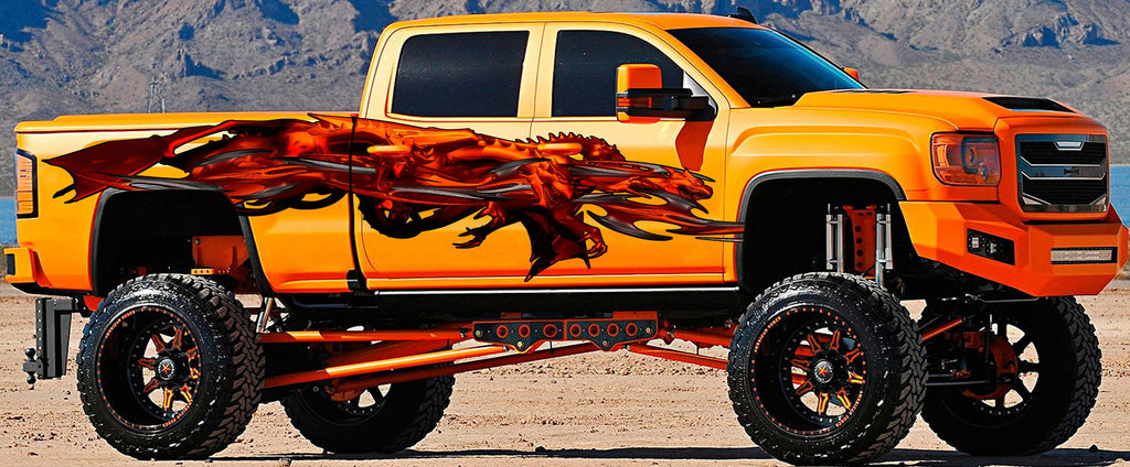 Big Dragon Car Vinyl, Tribal Dragon Truck Side Graphics, 3D Dragon Full Color Truck Side Decal, Tribal Lizard Truck Vinyl Sticker