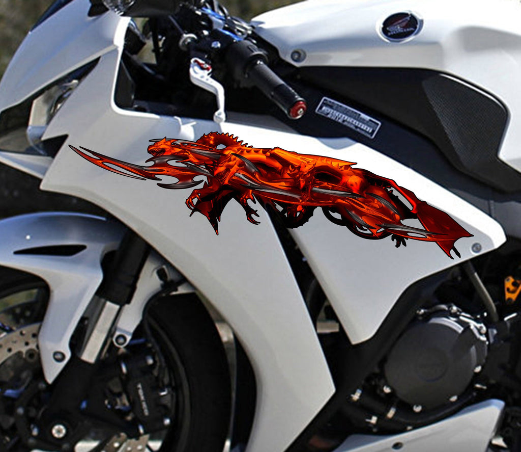 3D Dragon Bike Wrap Design, Tribal Dragon Sport Bike Decal, Dragon Bike Full Color Vinyl Sticker, Tribal Dragon Bike Vinyl Graphics
