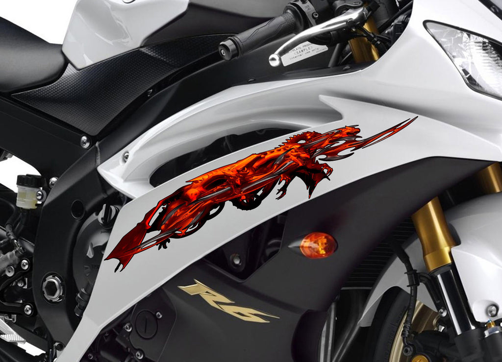 3D Dragon Bike Wrap Design, Tribal Dragon Sport Bike Decal, Dragon Bike Full Color Vinyl Sticker, Tribal Dragon Bike Vinyl Graphics