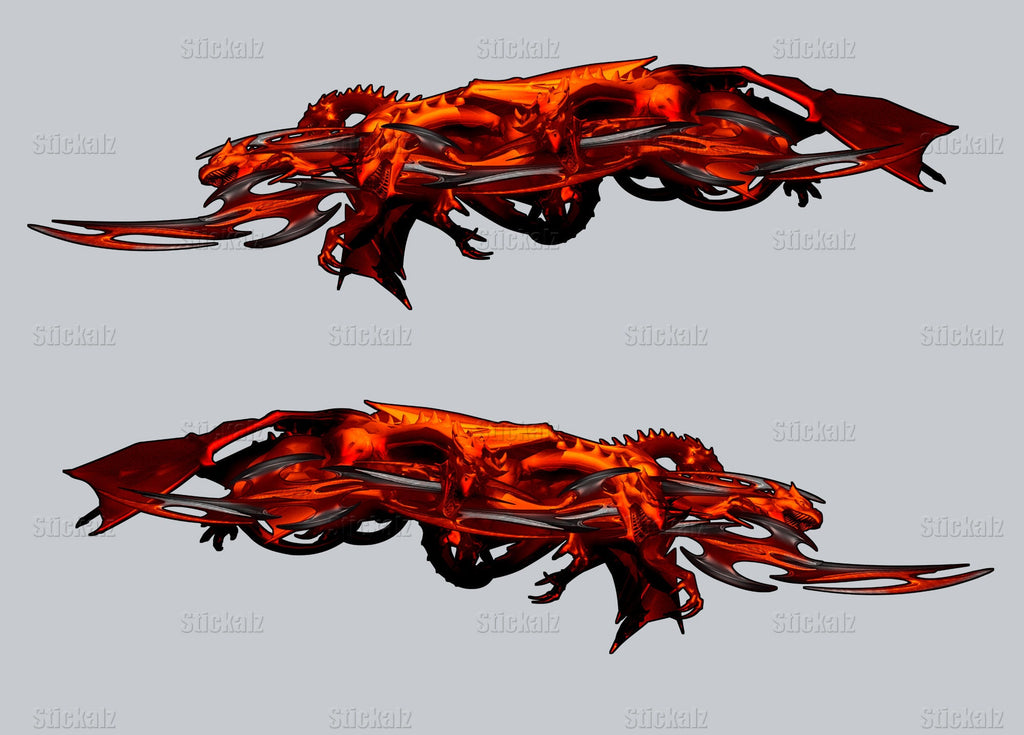 3D Dragon Motorcycle Wrap Vinyl, Lizard Bike Sticker, Dragons Full Sport Bike Vinyl, Dragon Dirt Bike Decal, Lizard Chopper Graphics Decals