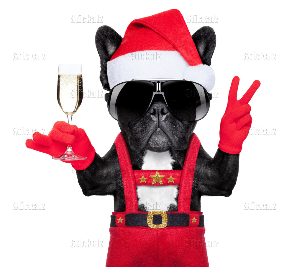 Merry Christmas French Bulldog Wall Stickers, Christmas French Bulldog Wall Window Decor Decals, Family Holiday Christmas, New Year Stickers
