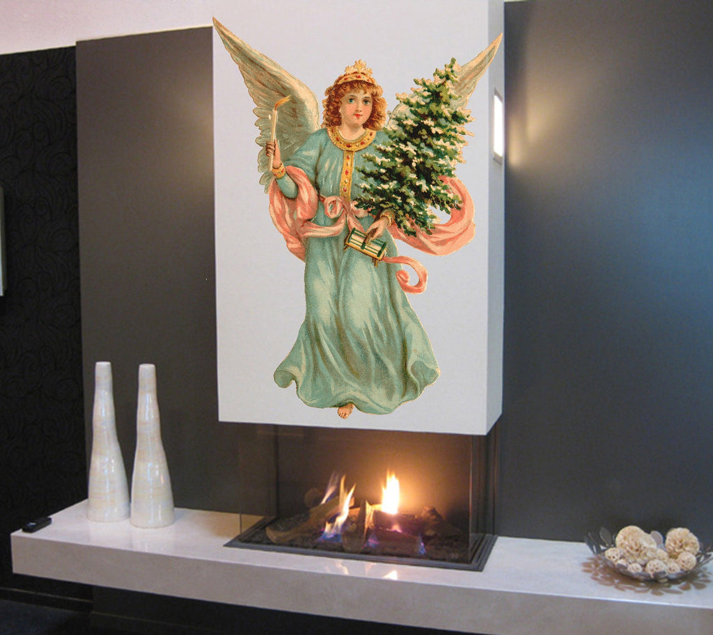 Christmas Angel Wall decal, Wall decal art stickers Merry Christmas, Modern Wall Art, Multi Color, Christmas Tree Wall Decor