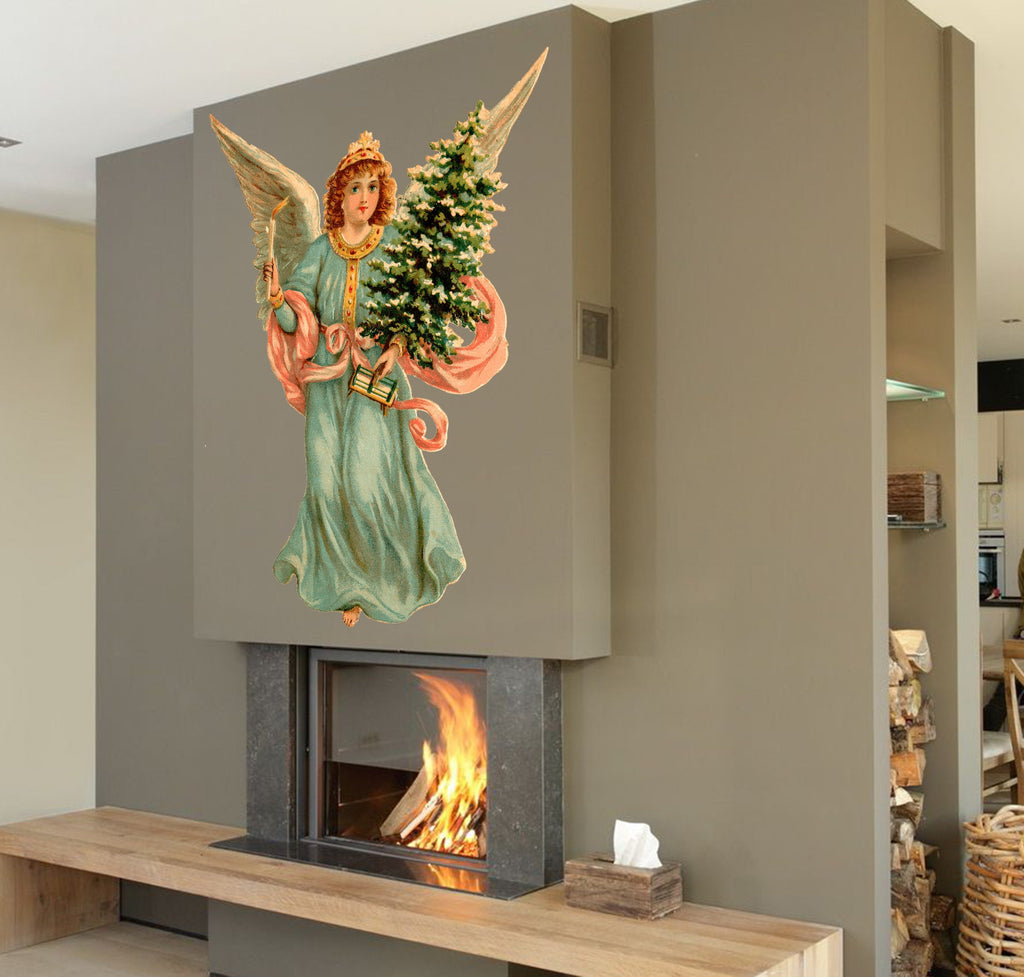 Christmas Angel Wall decal, Wall decal art stickers Merry Christmas, Modern Wall Art, Multi Color, Christmas Tree Wall Decor