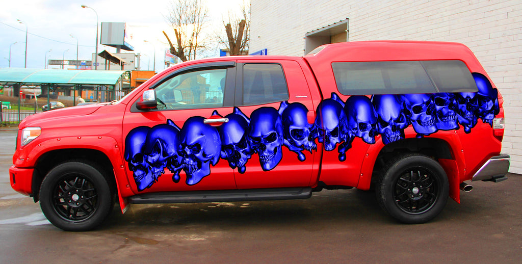 Skulls Truck Side Full Color Vinyl Sticker, Skulls Truck Vinyl Side Graphics, Skulls Truck Graphics, Skulls Truck Wrap, Skulls Car Decal