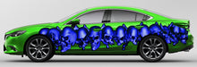 Load image into Gallery viewer, 3D Skulls Car Graphics, 3D Skulls Racing Stripes Vinyl Sticker, 3D Skulls Car Sticker, Skulls Tribal Car Wrap, Skulls Car Decal