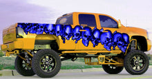 Load image into Gallery viewer, 3D Pirate Skull Truck Vinyl Decal, Skull Racing Stripes Car Sticker, Skulls Full Color Truck Side Graphics, Tribal Skulls Car Wrap