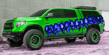Load image into Gallery viewer, 3D Pirate Skull Truck Vinyl Decal, Skull Racing Stripes Car Sticker, Skulls Full Color Truck Side Graphics, Tribal Skulls Car Wrap