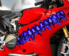 Load image into Gallery viewer, Pirate Skull Bike Decal, Skulls Chopper Bike Graphics, 3D Skulls Crotch Rocket Bike Wrap, Tribal Skulls Motorcycle Sticker, Skull Bike Wrap