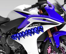 Load image into Gallery viewer, Pirate Skull Bike Decal, Skulls Chopper Bike Graphics, 3D Skulls Crotch Rocket Bike Wrap, Tribal Skulls Motorcycle Sticker, Skull Bike Wrap