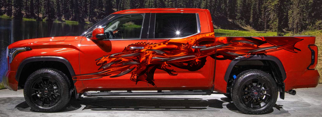 Big Dragon Car Vinyl, Tribal Dragon Truck Side Graphics, 3D Dragon Full Color Truck Side Decal, Tribal Lizard Truck Vinyl Sticker