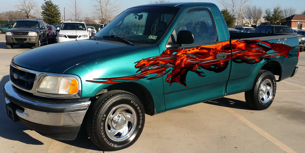 Big Dragon Car Vinyl, Tribal Dragon Truck Side Graphics, 3D Dragon Full Color Truck Side Decal, Tribal Lizard Truck Vinyl Sticker