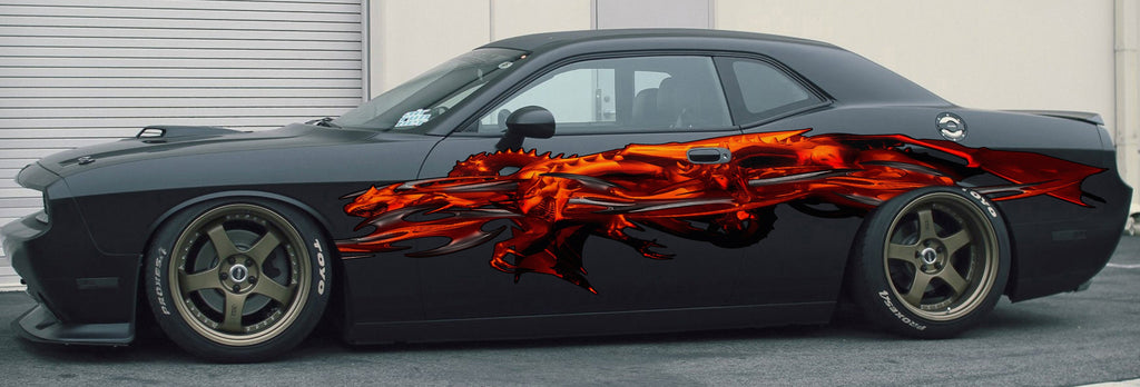 3D Tribal Dragon Car Design, Tribal Dragon Car Graphics, Dragon Car Wrap, Lizard Auto Vinyl Decal, Dragon Car Side Wrap Vinyl Sticker