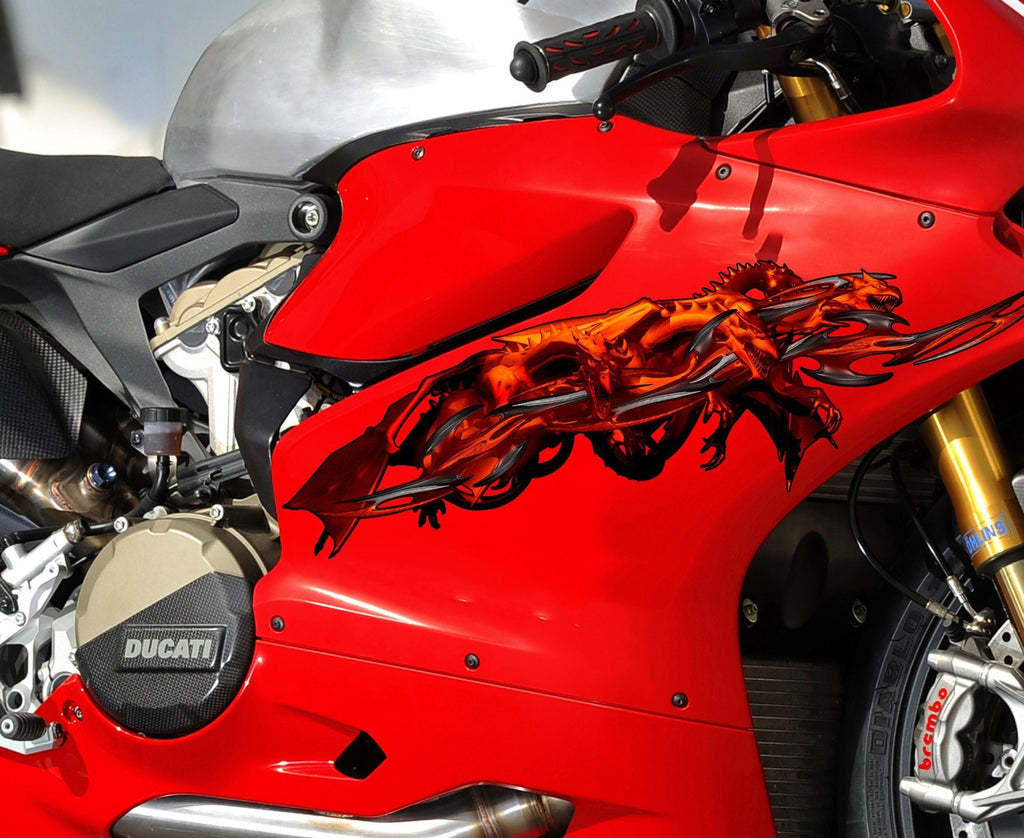 3D Dragon Bike Wrap Design, Tribal Dragon Sport Bike Decal, Dragon Bike Full Color Vinyl Sticker, Tribal Dragon Bike Vinyl Graphics