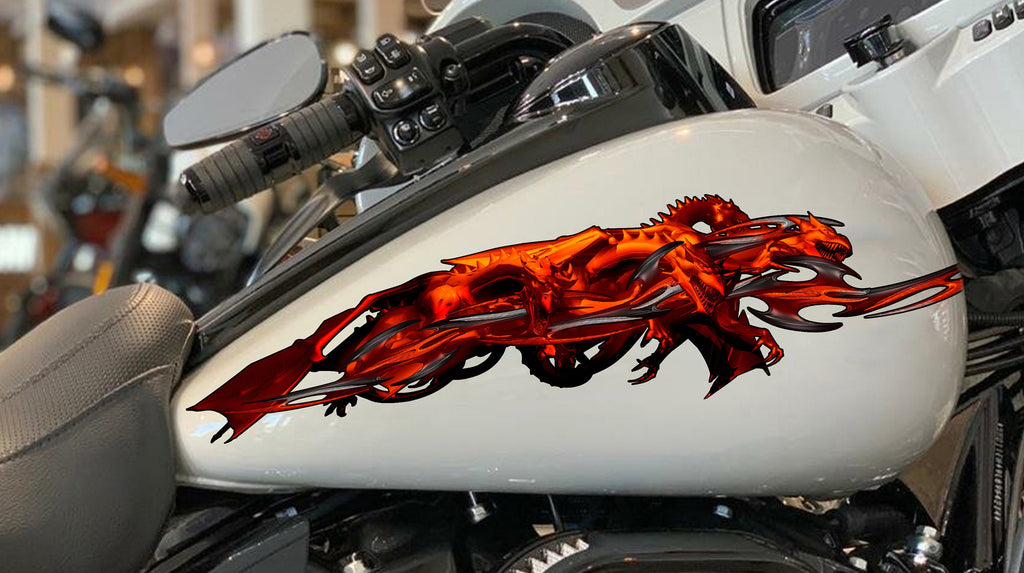 3D Dragon Motorcycle Wrap Vinyl, Lizard Bike Sticker, Dragons Full Sport Bike Vinyl, Dragon Dirt Bike Decal, Lizard Chopper Graphics Decals