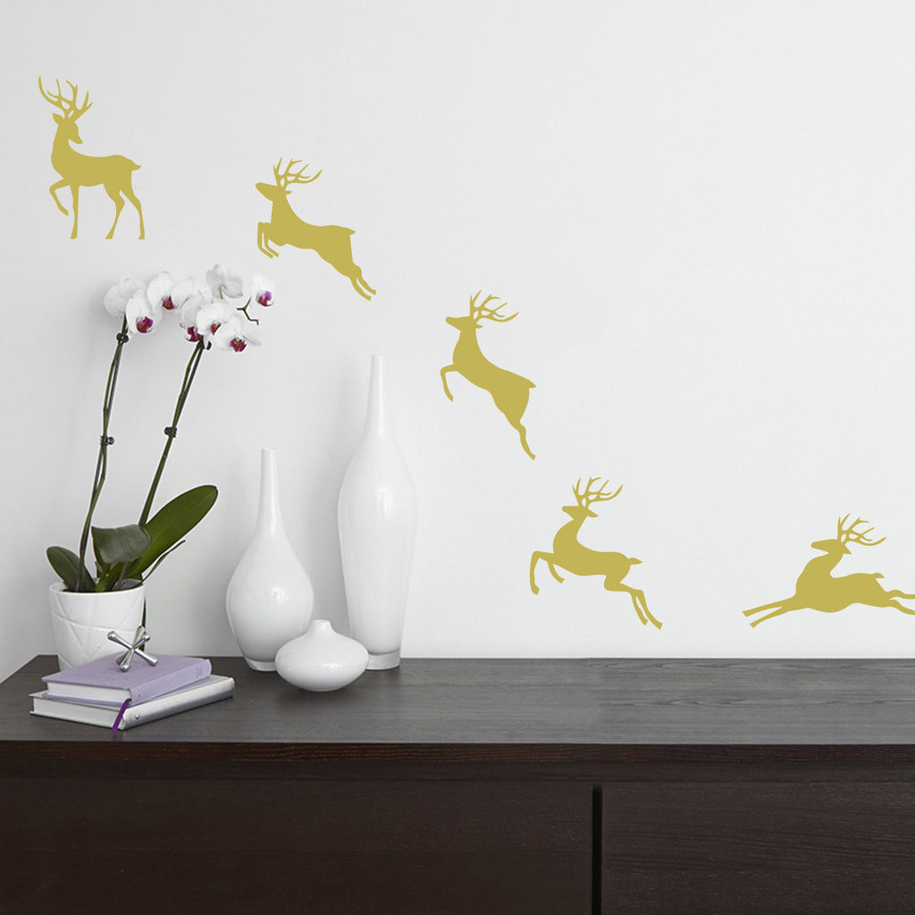 Christmas Reindeer Wall Decal, New Year Deer Wall Sticker, Christmas Home Decals, Deer Merry Christmas Wall Décor