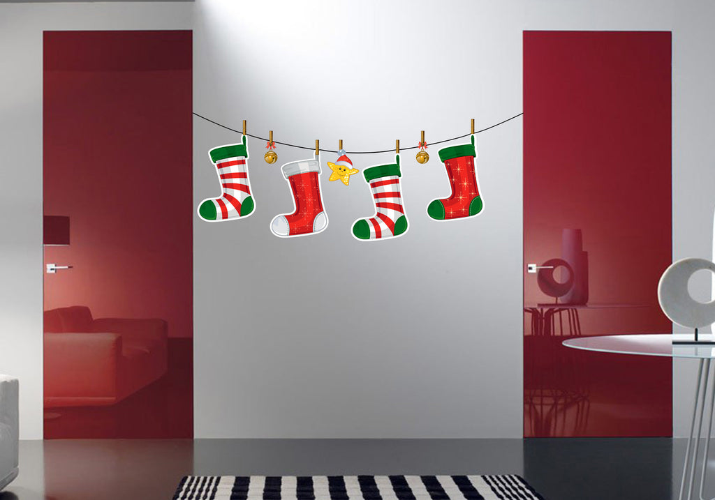 Christmas Socks Wall Decal, Merry Christmas Wall Sticker, Happy New Yea Wall Décor, A gift for Christmas, Christmas Vinyl Sticker