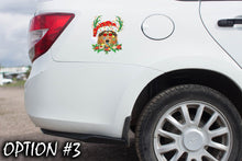 Load image into Gallery viewer, Holiday car decor Christmas car decal bumper, Funny dog car decal, Christmas Doggie stickers, Christmas car sticker, Dog bumper sticker
