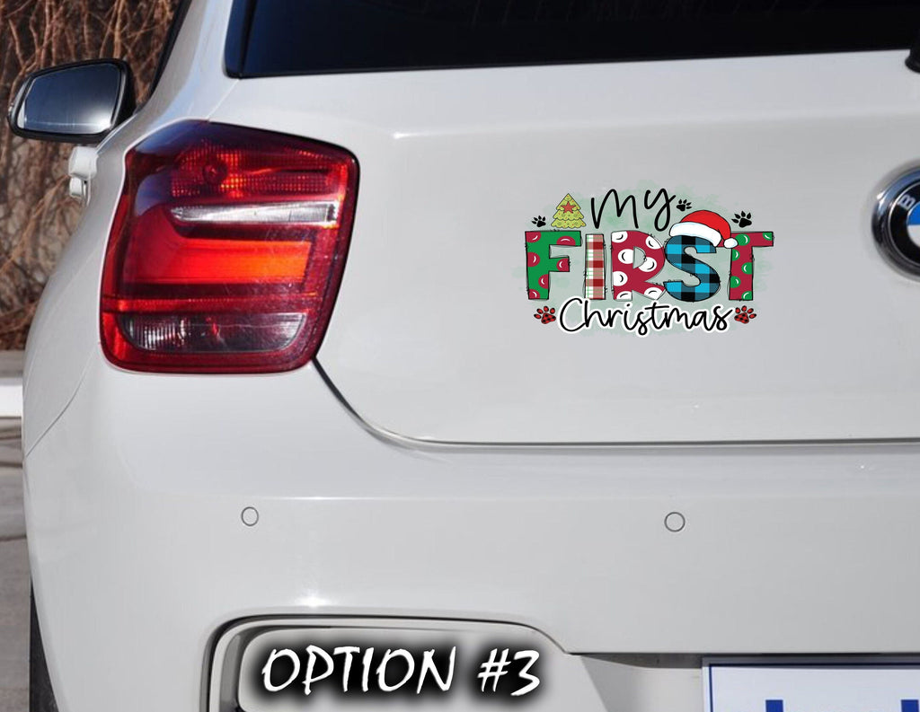 Christmas Label, Dog bumper sticker, Dog window sticker, Holiday Decal, Christmas Vinyl Decal, Merry And Bright Sticker, Christmas Sticker