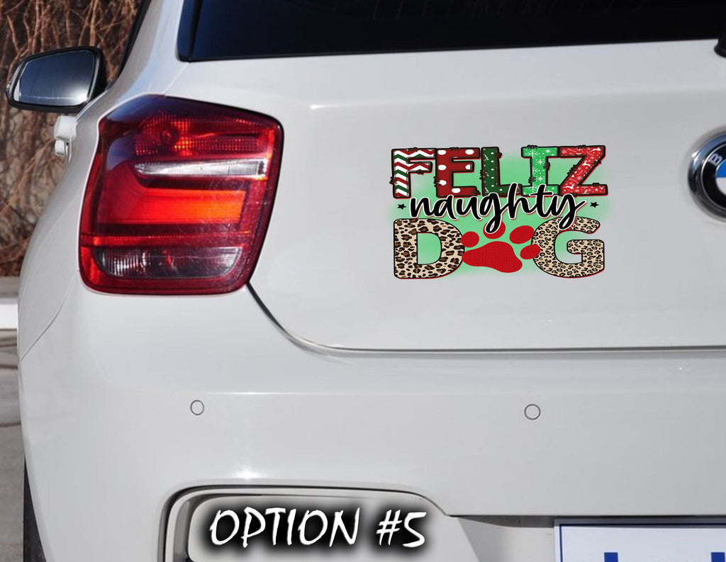 Christmas car decal bumper, Dog bumper sticker, Dog window sticker, Merry Christmas Stickers, Funny dog car decal, Holiday car decor