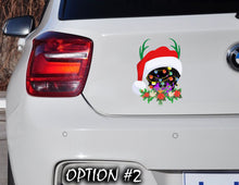 Load image into Gallery viewer, Dog window sticker, Holiday car decor, Christmas car sticker, Funny dog car decal, Dog bumper sticker, Christmas car decal bumper