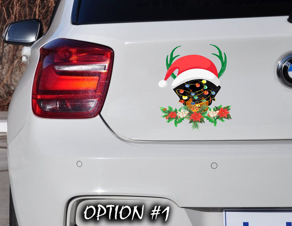 Dog window sticker, Holiday car decor, Christmas car sticker, Funny dog car decal, Dog bumper sticker, Christmas car decal bumper