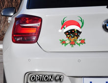 Load image into Gallery viewer, Dog window sticker, Holiday car decor, Christmas car sticker, Funny dog car decal, Dog bumper sticker, Christmas car decal bumper
