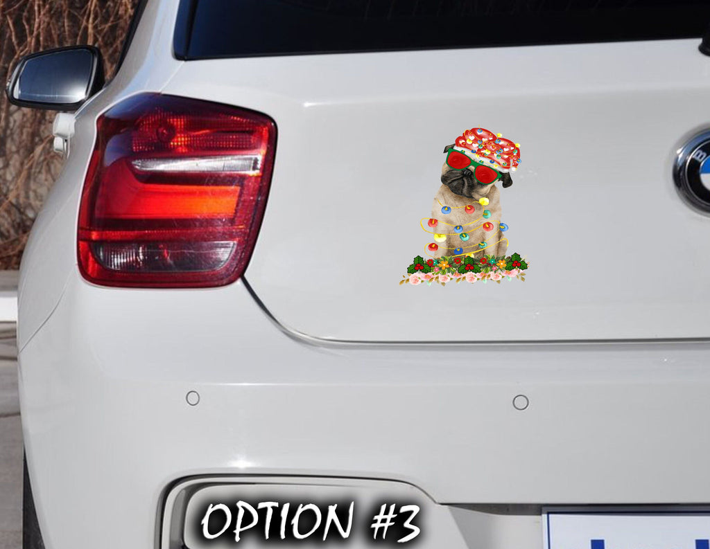 New Year's car sticker, Holiday car decor, Gift Christmas Dog Stickers, Christmas car decal bumper, Dog bumper sticker, Car glass sticker
