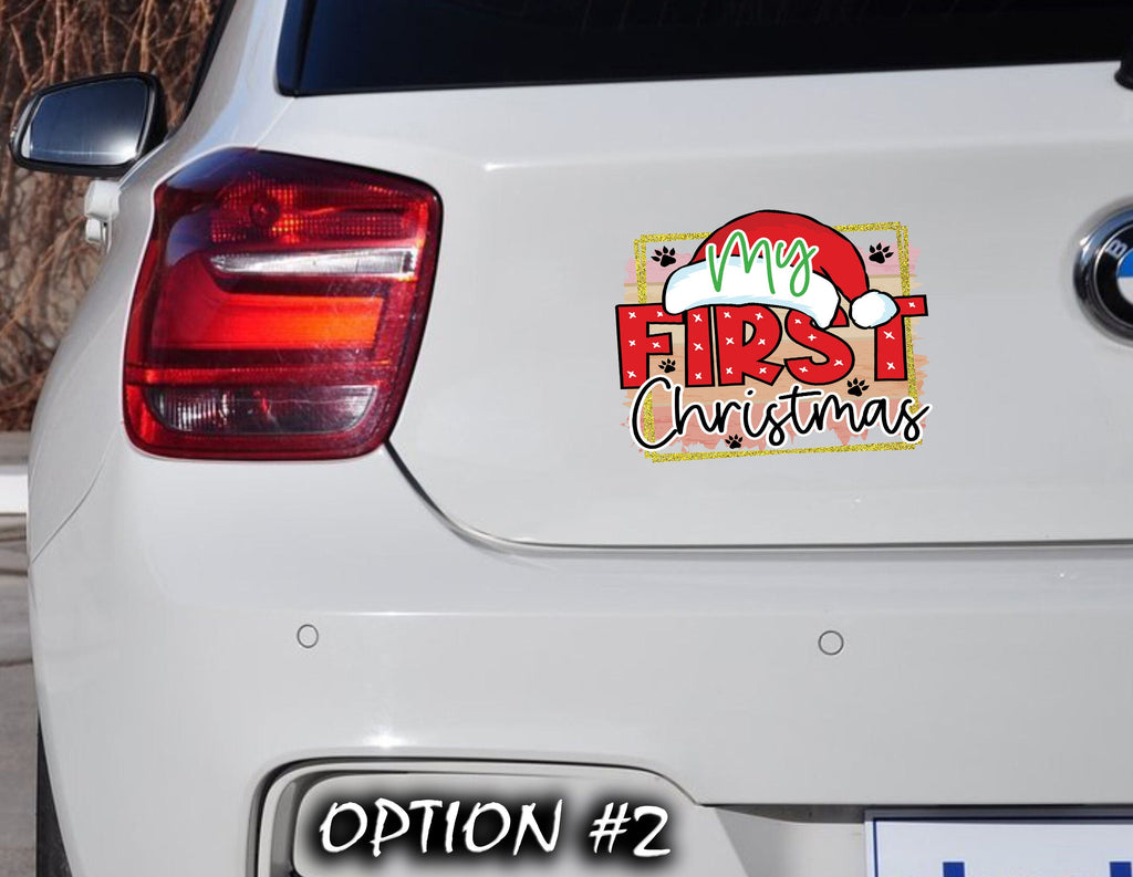 Christmas Label, Dog bumper sticker, Dog window sticker, Holiday Decal, Christmas Vinyl Decal, Merry And Bright Sticker, Christmas Sticker