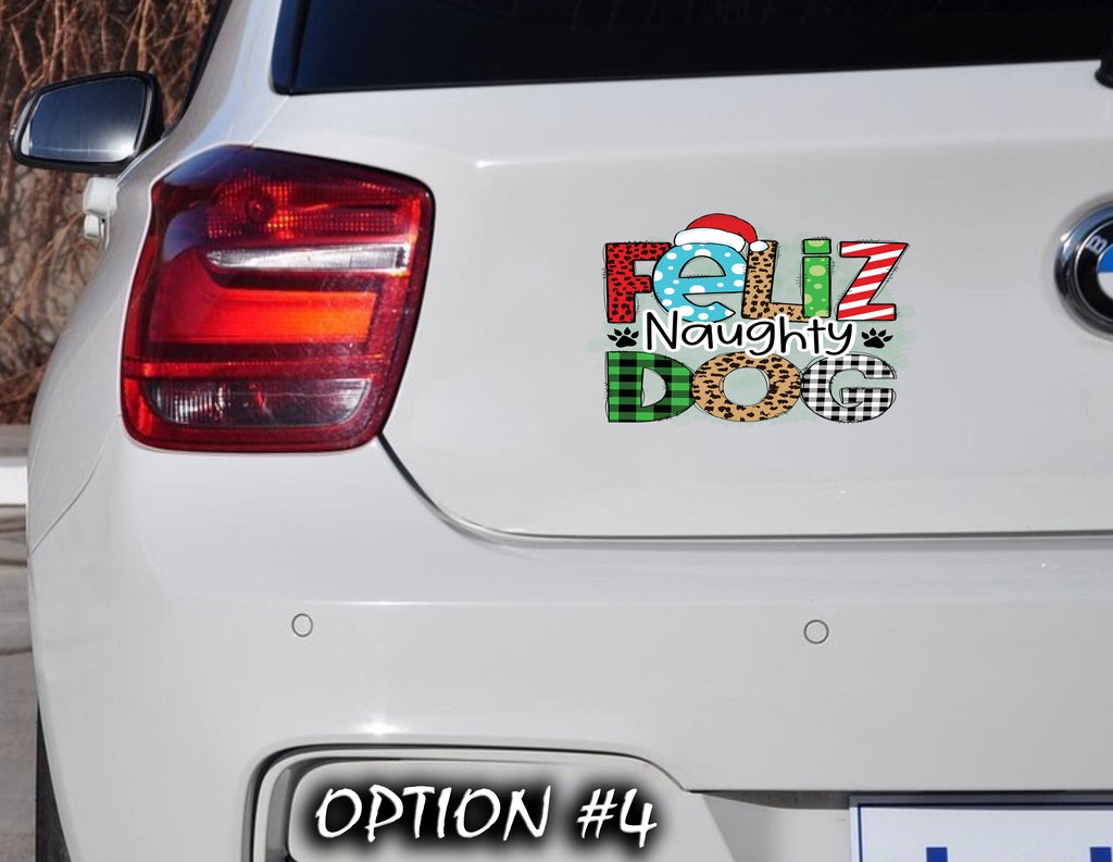 Holiday Decal, Christmas Vinyl Decal, Christmas Label, Dog bumper sticker, Dog window sticker, Merry And Bright Sticker, Christmas Sticker