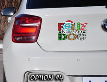 Load image into Gallery viewer, Holiday Decal, Christmas Vinyl Decal, Christmas Label, Dog bumper sticker, Dog window sticker, Merry And Bright Sticker, Christmas Sticker