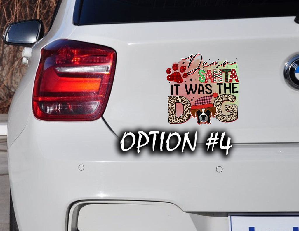 Christmas car decal bumper, Dog bumper sticker, Dog window sticker, Merry Christmas Stickers, Funny dog car decal, Holiday car decor