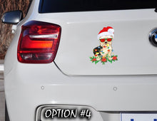 Load image into Gallery viewer, Dog window sticker, Holiday car decor, Christmas car sticker, Funny dog car decal, Dog bumper sticker, Christmas car decal bumper