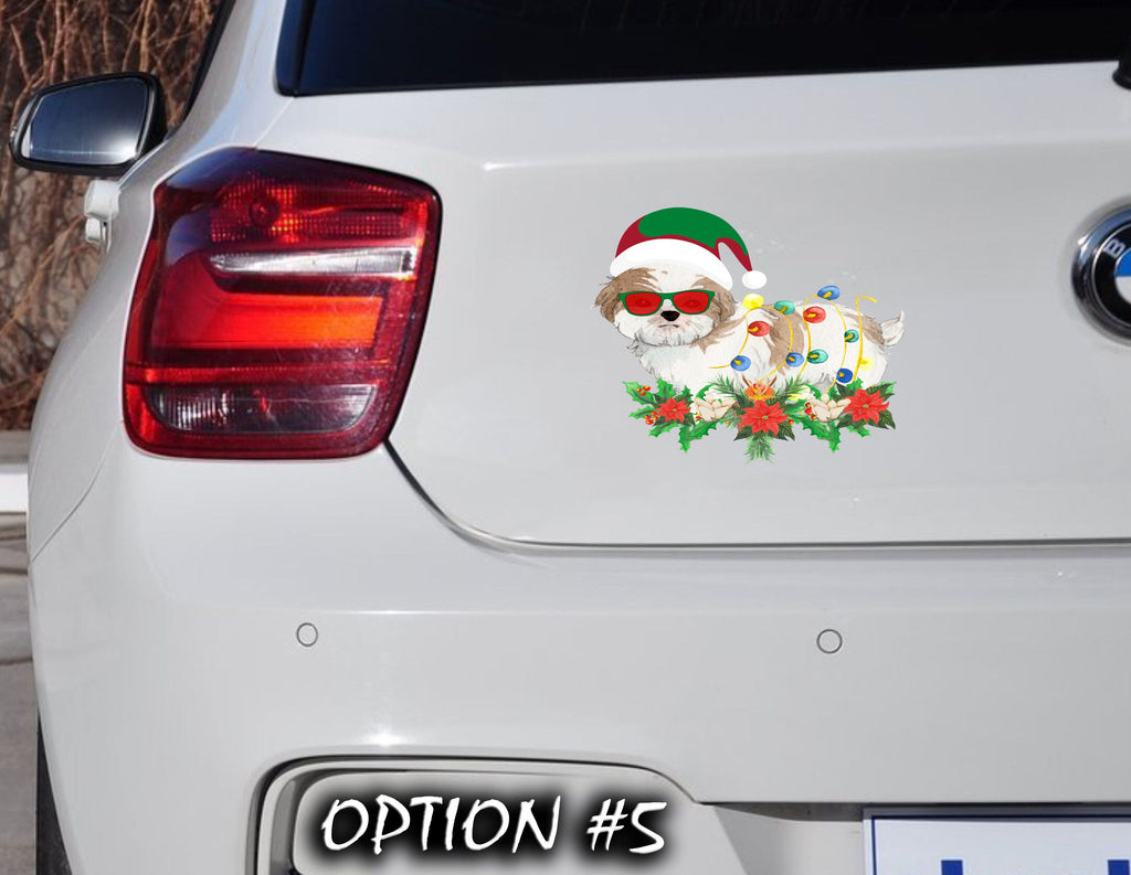 Dog window sticker, Holiday car decor, Christmas car sticker, Funny dog car decal, Dog bumper sticker, Christmas car decal bumper