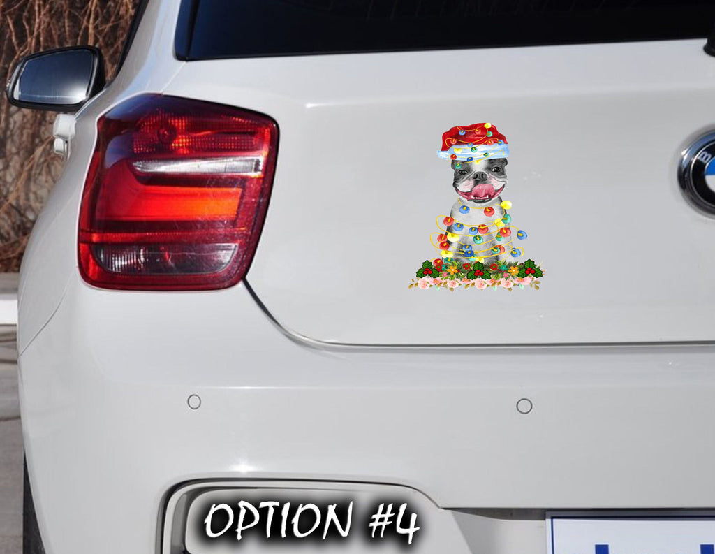 New Year's car sticker, Holiday car decor, Gift Christmas Dog Stickers, Christmas car decal bumper, Dog bumper sticker, Car glass sticker
