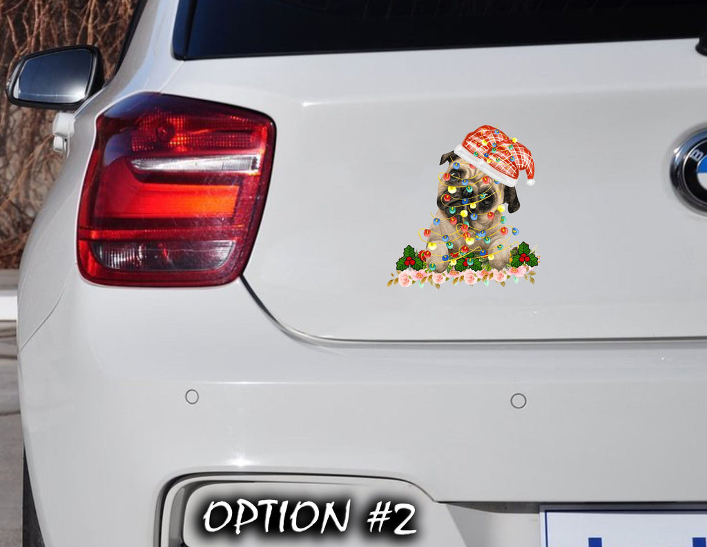 New Year's car sticker, Holiday car decor, Gift Christmas Dog Stickers, Christmas car decal bumper, Dog bumper sticker, Car glass sticker