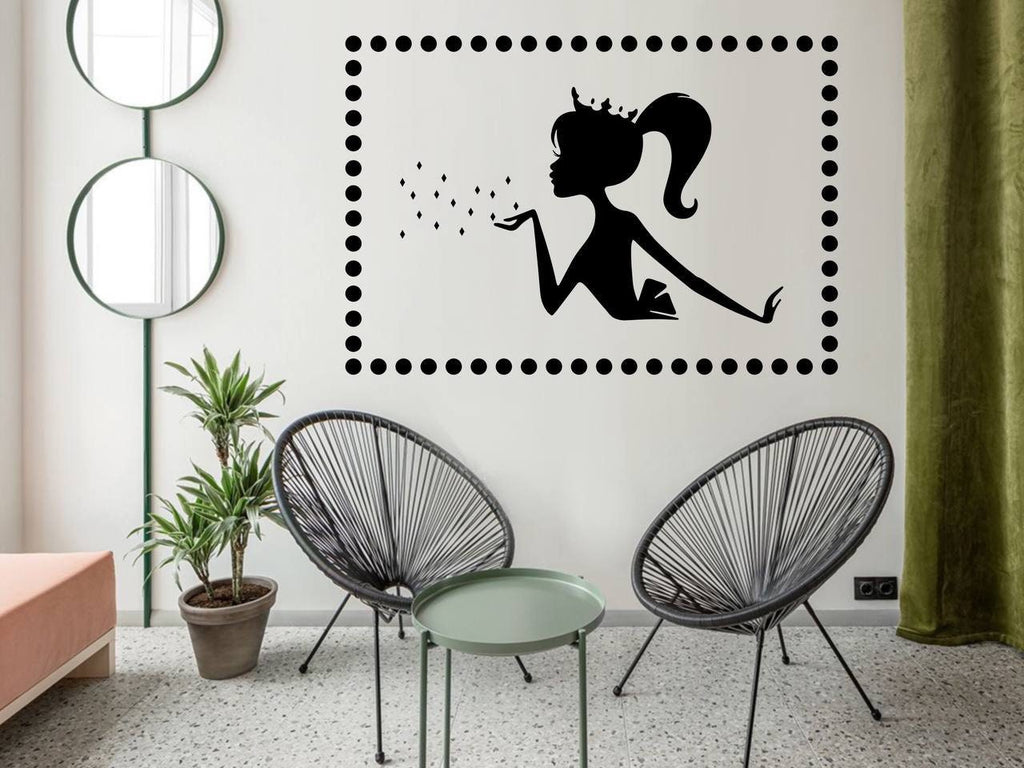 Beauty Salon Woman Silhouette Sticker Decor for a Kidsroom Child Doll Sticker Decal Wall Art Doll Silhouette for a Girl Room Boho Decor