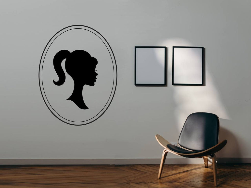 Doll Silhouette Wall Sticker – Beauty Salon Wall Decal – Vinyl Woman Head Sticker – Girl Room or Spa Decor – Art Deco Wall Mural